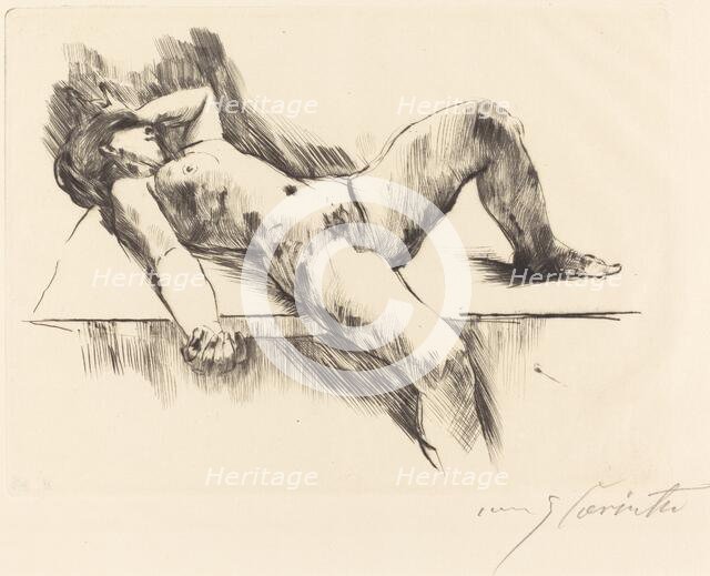 Liegender Weiblicher Akt III (Reclining Female Nude III ), 1913. Creator: Lovis Corinth.
