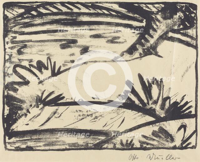 Landscape with Tree and Water (Landschaft mitBaum und Wasser), c. 1920. Creator: Otto Mueller.