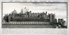 West view of the Tower of London, with a description, 1737. Artist: Samuel Buck