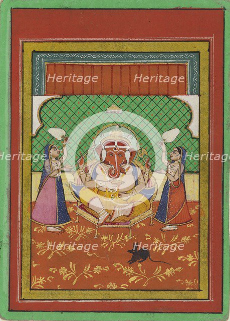 Seated Ganesha with attendants, early 20th century. Artist: Unknown.