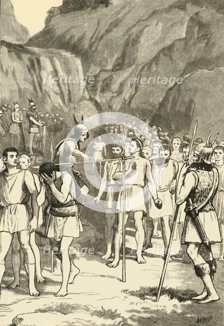 'The Romans Passing Under the Yoke at the Caudine Forks', 1890.   Creator: Unknown.