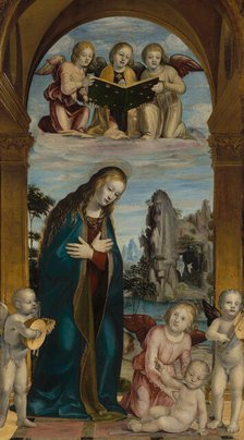 Madonna Adoring the Child with Musical Angels, about 1500-1510. Creator: Bernardino Zenale.