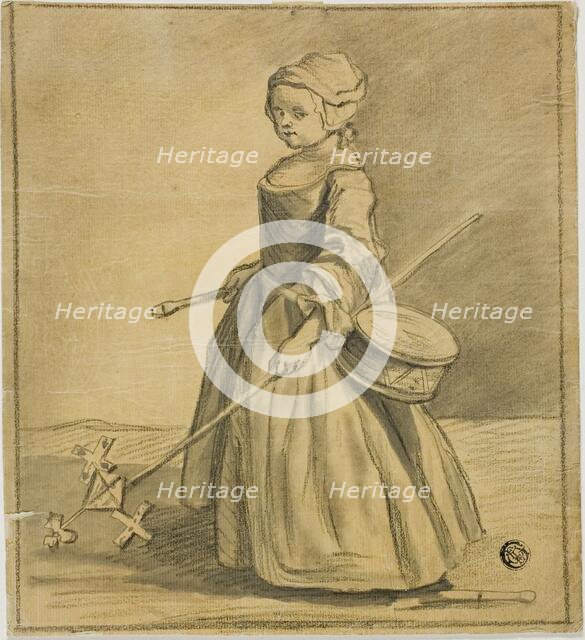 Girl Playing with Drum, n.d. Creator: Unknown.