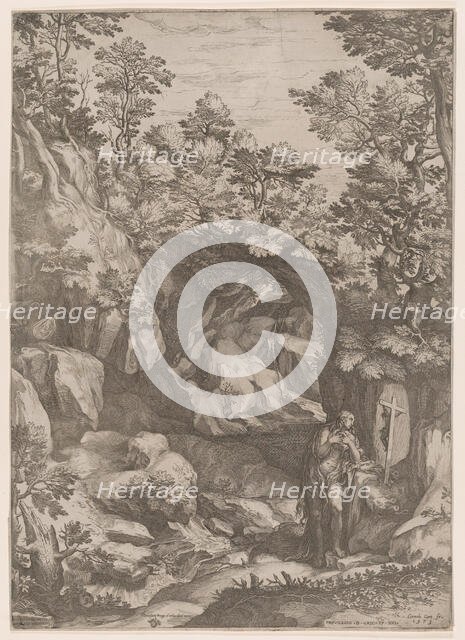 Mary Magdalen Repentant in the Wilderness, 1573. Creator: Cornelis Cort.