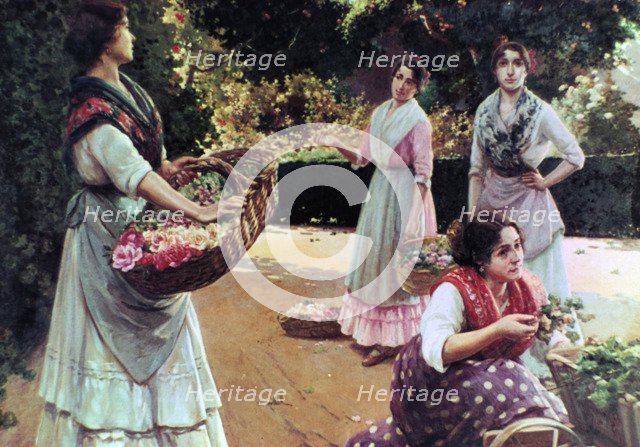 'Flower Sellers of Seville'. Artist: Jose Rico Tejedo