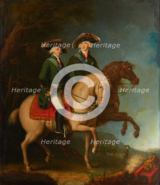 Portrait of Grand Dukes Alexander Pavlovich and Constantine Pavlovich, 1795. Creator: Anonymous.