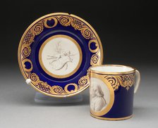 Cup and Saucer with Portrait of Benjamin Franklin, Sèvres, c. 1780. Creators: Sèvres Porcelain Manufactory, Étienne-Charles Leguay.