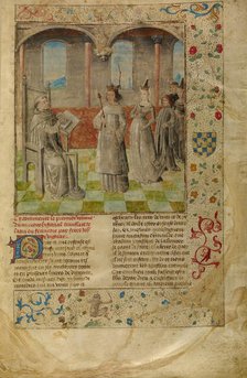 Louis IX Visiting Vincent of Beauvais; Miroir Historial, about 1475. Creator: Unknown.