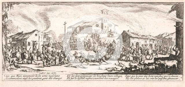 Pillage et incendie d'un village (Looting and Burning a Village), 1633. Creator: Jacques Callot.