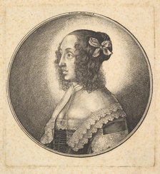 Woman with dark hair and a bow in profile to the left, 1642. Creator: Wenceslaus Hollar.