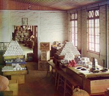 Weighing section [Chakva tea factory], between 1905 and 1915. Creator: Sergey Mikhaylovich Prokudin-Gorsky.