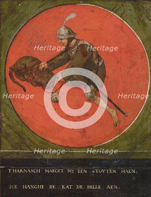 Give me a suit of armour and I become bold enough to bell the cat, 1558. Creator: Bruegel (Brueghel), Pieter, the Elder (ca 1525-1569).