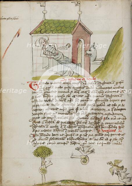 A Child in a House and a Woman with a Child: An Eagle with a Snail ..., third quarter of 15th cent. Creator: Unknown.