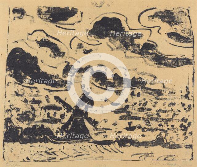 Windmill near Burg on Fehmarn, 1908. Creator: Ernst Kirchner.