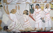 Egyptian wall-painting showing the presentation of tribute by Semitic envoys. Artist: Unknown