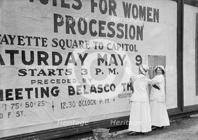 Woman Suffrage - at White House with Banners, 1914. Creator: Harris & Ewing.