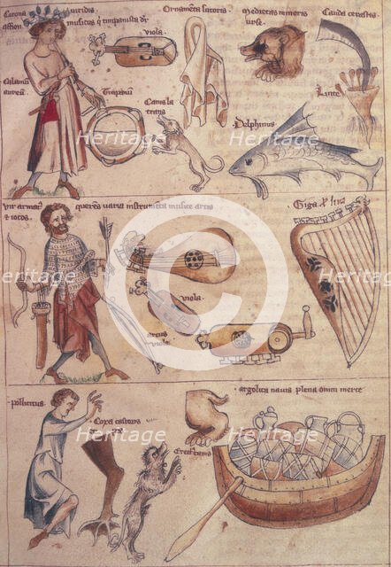 Various signs and symbols representing the zodiac, 14th century. Creator: Unknown.
