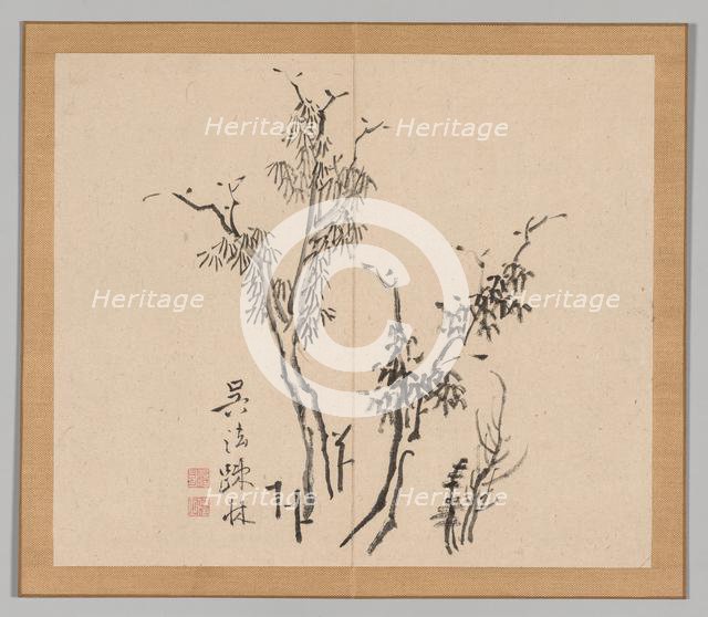 Double Album of Landscape Studies after Ikeno Taiga, Volume 1 (leaf 5), 18th century. Creator: Aoki Shukuya (Japanese, 1789).