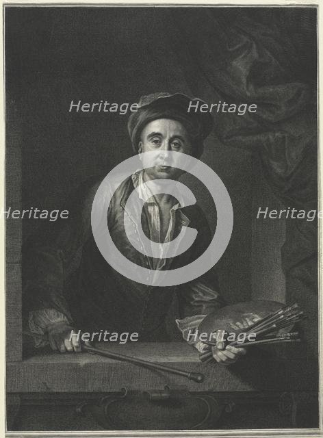 François de Troy, after a Self-Portrait. Creator: Pierre Drevet (French, 1663-1738).