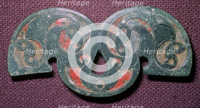 Celtic bronze enamelled mount from Polden Hill, Somerset. Artist: Unknown