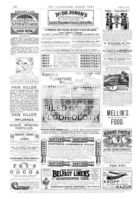 Page of advertisements, 1890. Creator: Unknown.