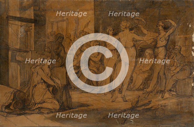 A group of women weavers leave their work to dance and make music (or Maidens before a Loom), 1777. Creator: James Jefferys.