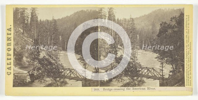 Bridge Crossing the American River, California, 1864. Creator: Lawrence & Houseworth.