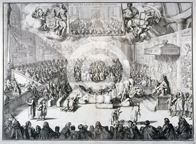 'Het hoog-en lager-huys van Engelandt', 1689. Artist: Romeyn de Hooghe