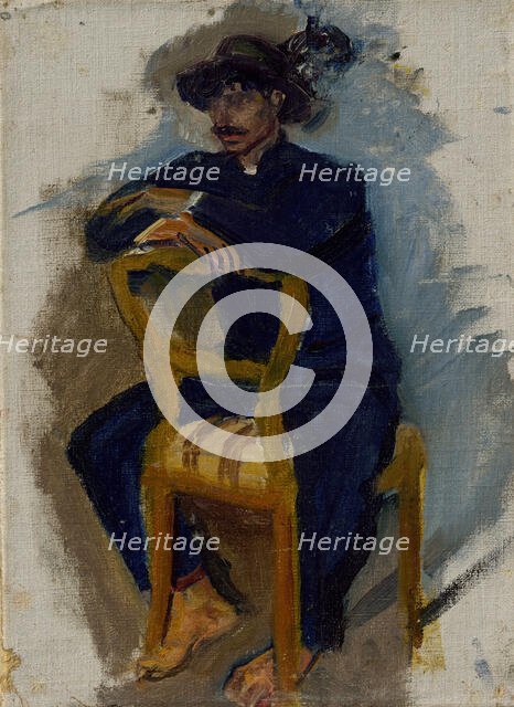 Dandy Seated on a Chair in the Biedermeier Style, 1910-1914. Creator: Ladislav Mednyanszky.