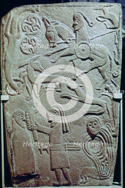 Detail of a Pictish Stone with biblical scenes, 9th century. Artist: Unknown