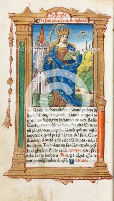 Printed Book of Hours (Use of Rome): fol. 110v, St. Barbara, 1510. Creator: Guillaume Le Rouge (French, Paris, active 1493-1517).