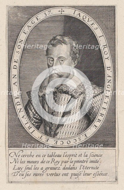 Jaques I Roy d'Angleterre (King James I of England), ca. 1603 Creator: Karel van Mallery.