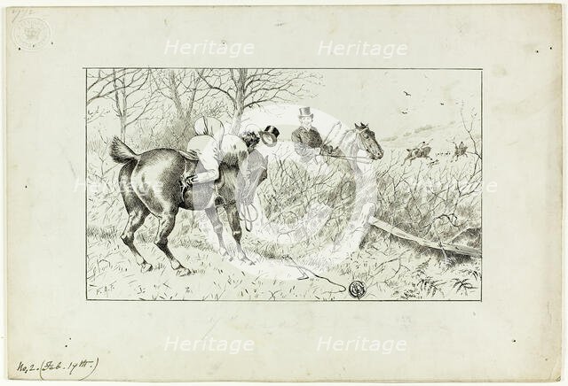 Hunting Scene: Horse and Thrown Rider, 1867/83. Creator: Francis Arthur Fraser.