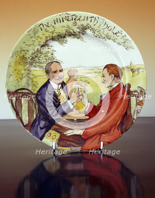 'The Nineteenth Hole', Royal Doulton plate, c1920.  Artist: Royal Doulton