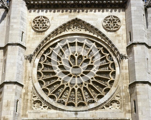 Rose window, main façade, Santa Maria de Leon Cathedral, Leon, Spain (2002). Creator: LTL.