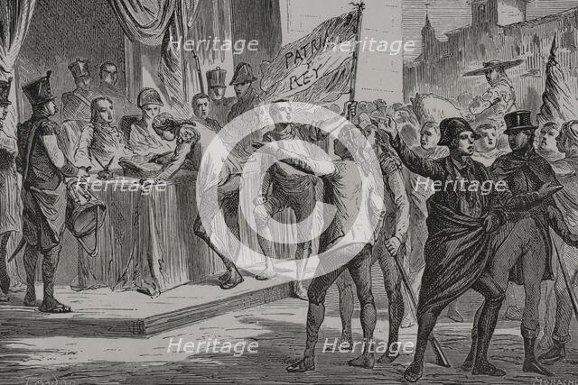 Espartero enlisting as a volunteer in 1808 to serve the nation at the outbreak of the Peninsular War Creator: Benigno Moracho.