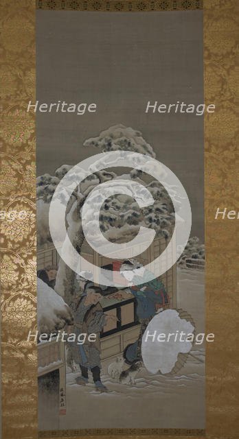 In Front of a Shop, dated 1780. Creator: Hokusai.