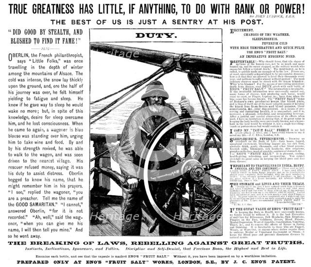 Advertisement for Eno's "Fruit Salt", 1895. Creator: Unknown.