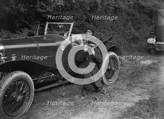 Amilcar CGS3 of HP Powell at the Brighton & Hove Motor Club Trial, 1920s. Artist: Bill Brunell.