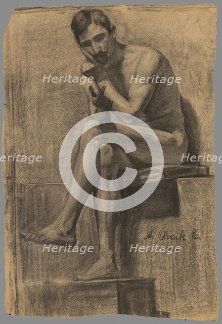 Study of a seated man with a crossed leg, 1910. Creator: Emil Alexay-Olexák.