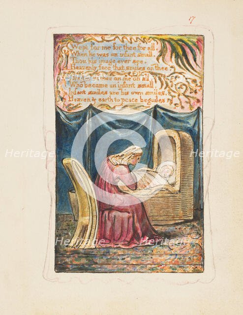 Songs of Innocence and of Experience: Cradle Song (second plate): Wept for me..., ca. 1825. Creator: William Blake.