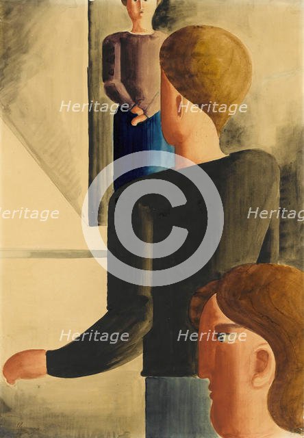 Three Figures in the Room (Simple Gesture), 1928. Creator: Schlemmer, Oskar (1888-1943).