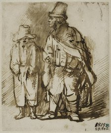 Blind man with crank lyre and singing boy, c.1650. Creator: Willem Drost.