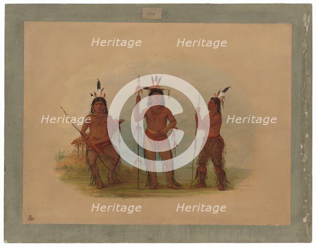 Alaeutian Chief and Two Warriors, 1855/1869. Creator: George Catlin.