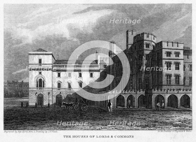 The Houses of Lords and Commons, Westminster, London, 1815.Artist: Byrne