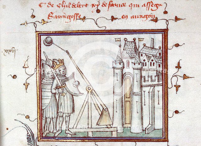 The siege of Barbastro, 1064. From Fleurs des chroniques by Bernardus Guidonis, after 1384. Creator: Anonymous.