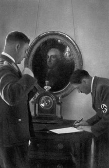 Adolf Hitler and Viktor Lutze, 1936. Artist: Unknown