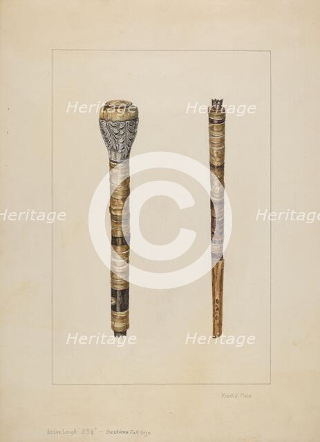 Cowhorn Cane, 1935/1942. Creator: Frank J Mace.