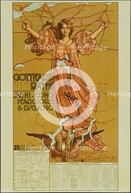 Train schedule of the Gotthard-Railway for the year 1902 , 1902.