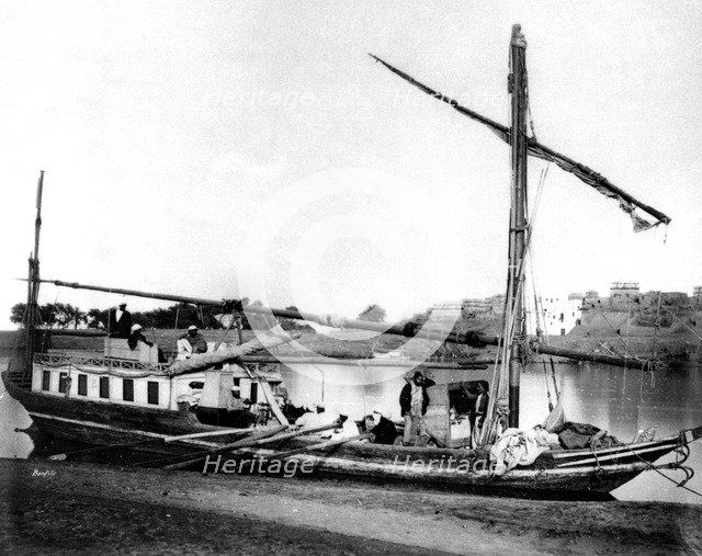 Boat on the Nile, Egypt, 1878. Artist: Felix Bonfils
